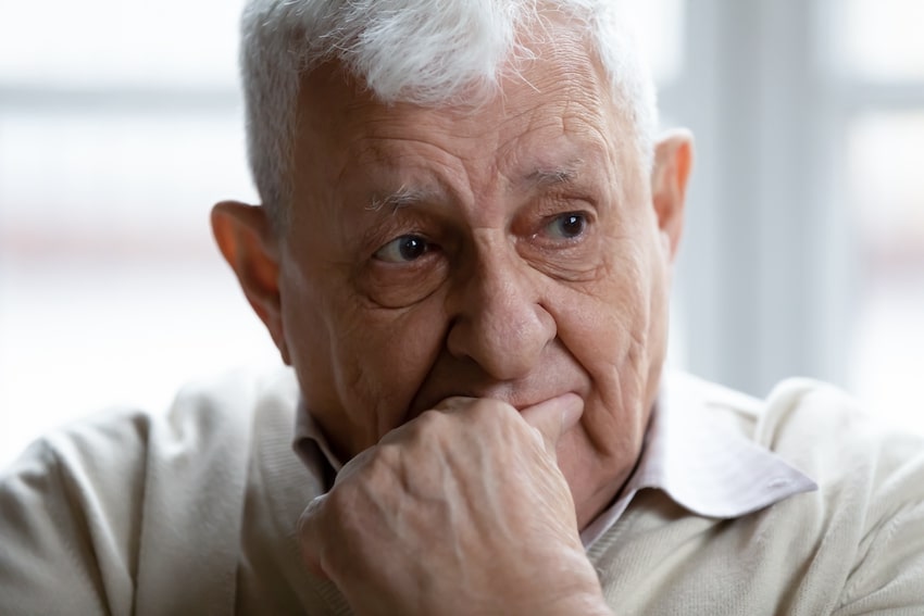 Older man with anxiety due to high blood pressure