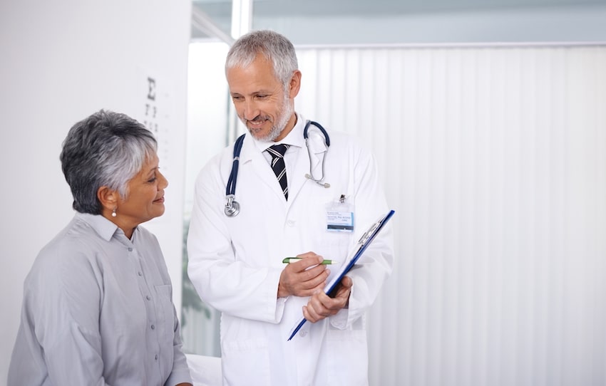 Older woman seeing primary care physician