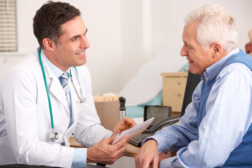 Older man seeing primary care physician